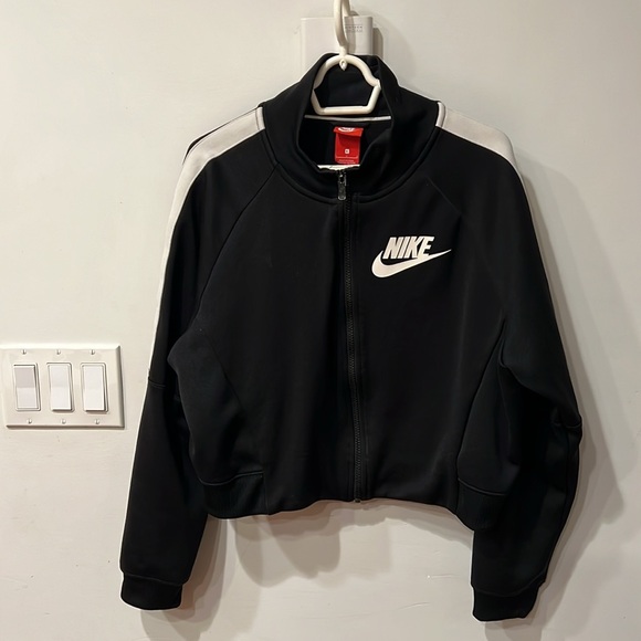 Nike Women's Sportswear Crop Track N98 Jacket | Black In Black/ White | Size L - Picture 14 of 15